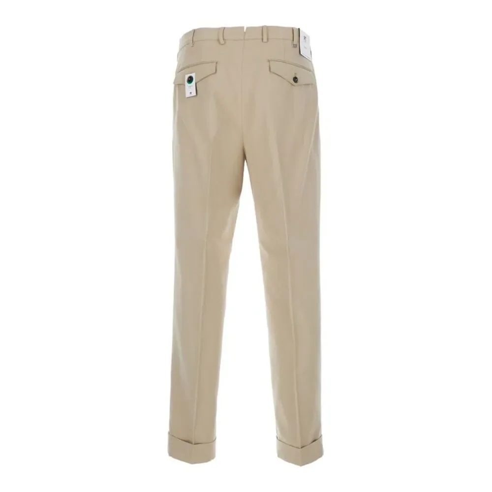 Pt Torino Men Carrot Pants With Two Pleats In Beige Cotton For Men